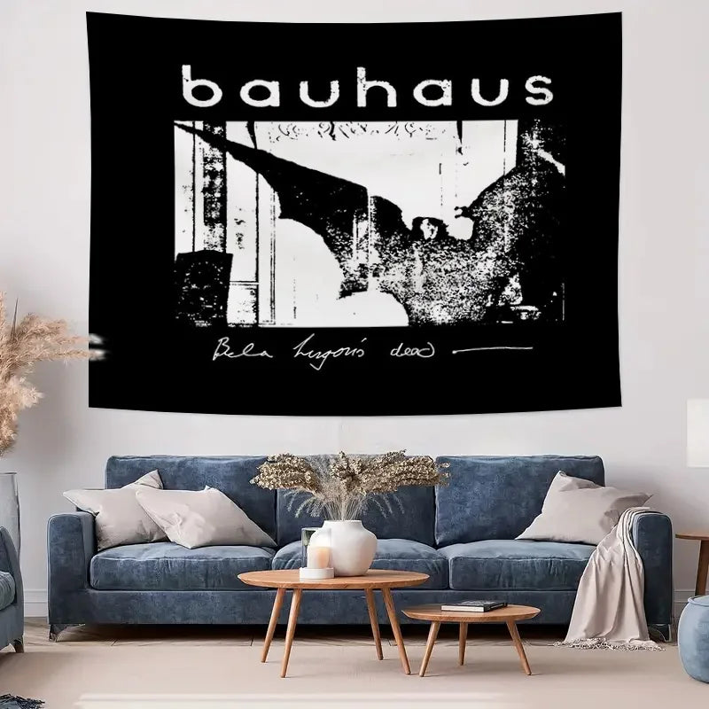 Vintage Bauhaus Tapestry Wall Hanging Gothic Dark Academia Decor Aesthetic Room Divider Home Textile Art