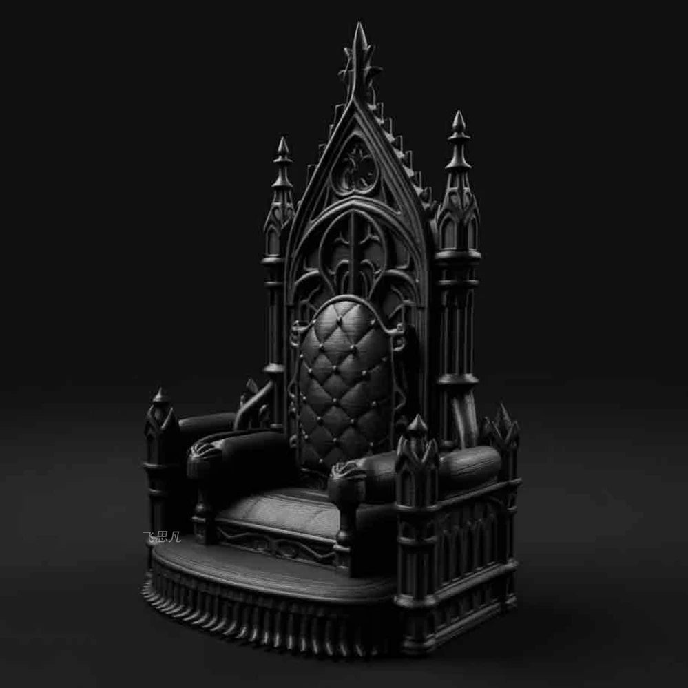 3d Printed Gothic Style Throne Exquisite Patterns Cool Look for 1/12 1/14 Doll Figure Home Decor Desk Decoration