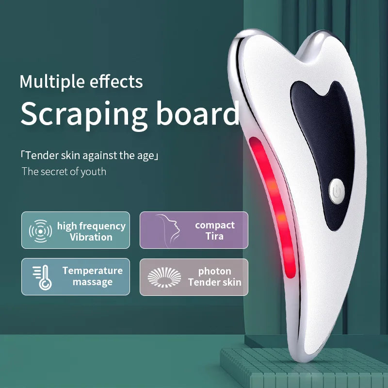 4 in 1 Electric Gua Sha Face Massager Heated Vibration Facial Scraping Tools Anti Wrinkles Double Chin Skin Face Lifting Device