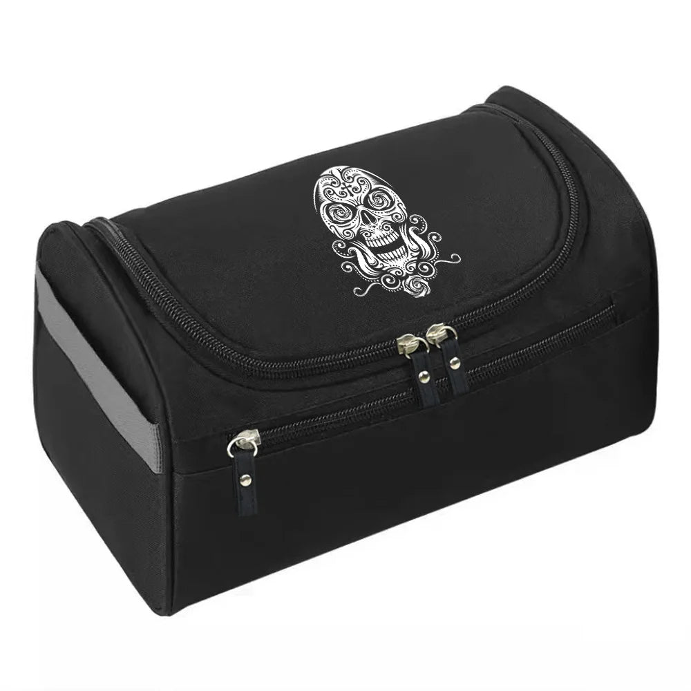 2023 MakeUp Wash Pouch Women's Travel Toiletries Bag Hook Up Cosmetic Bags Men Zipper Handbag Make Up Case Skull Print Organizer