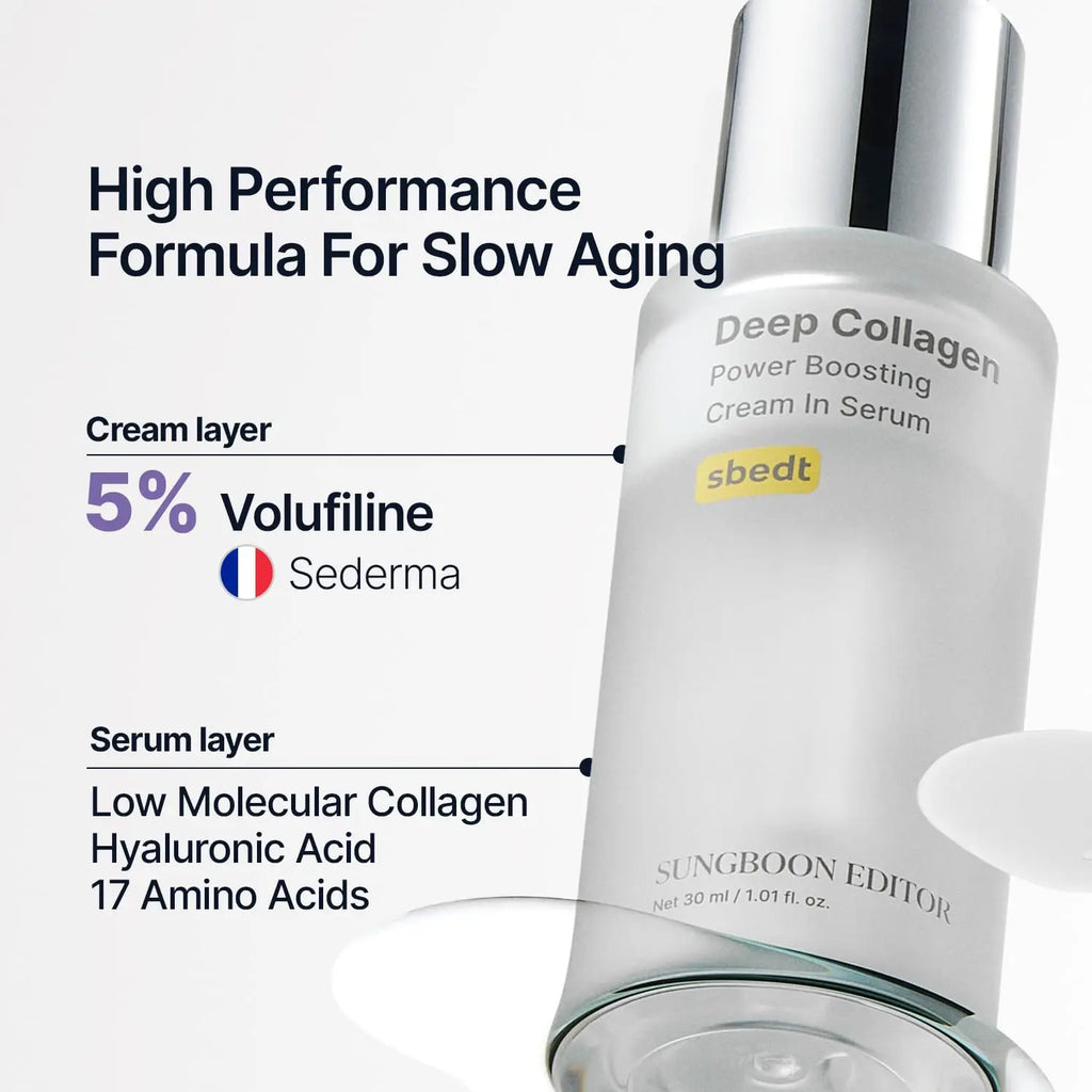 Deep Collagen Power Boosting Cream Serum Korean Glass Skin Care Moisturizing Hydrating Elasticity Repair Facial Ampoule 30ml