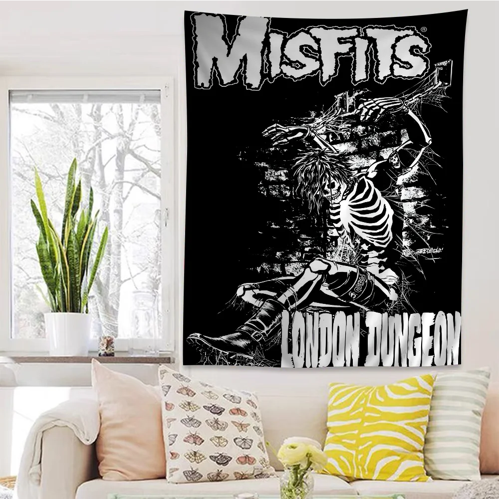Misfits Hot Poster Horror Punk Rock Music Printed Large Wall Tapestry Hanging Tarot Hippie Wall Rugs Dorm Art Home Decor