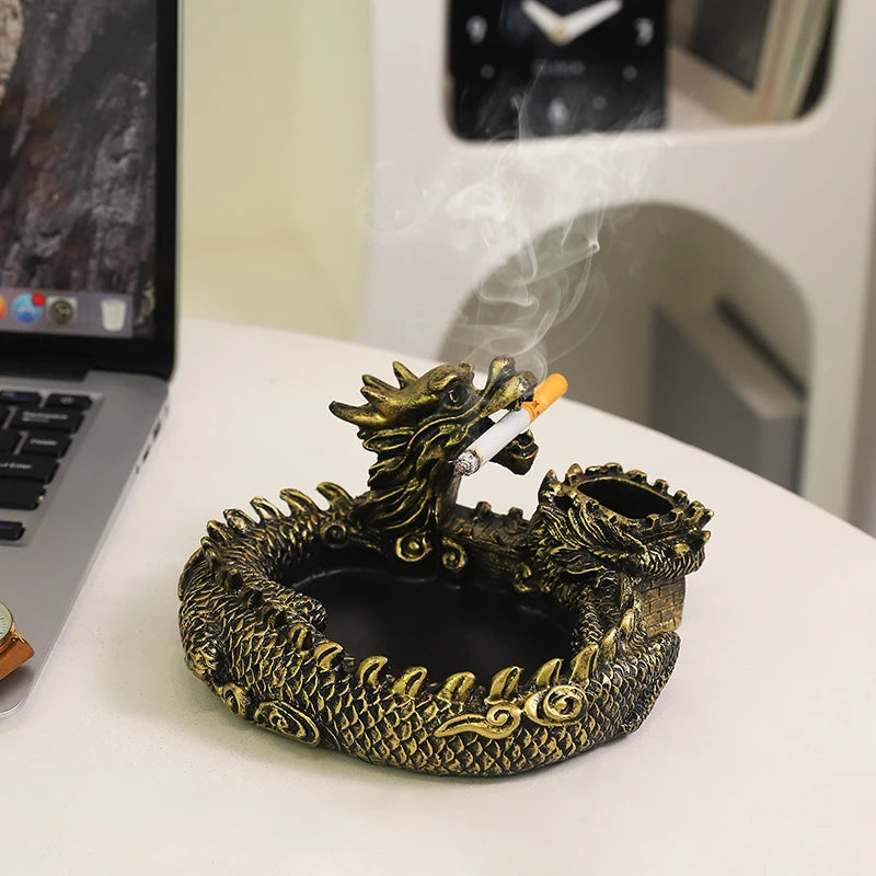 Creative Panlong Ashtray Series Decoration Living Room Office Desktop Decoration Retro Home Multi Functional Gift for Boyfriend