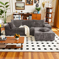 105Inch L-Shaped Living Room Sofa, No Assembly Required, Cozy Corduroy Fabric, Sofa Bed Convertible, Minimalist Deep Seat Design