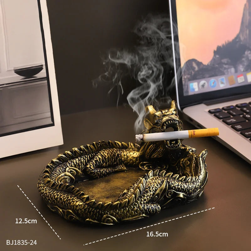 Creative Panlong Ashtray Series Decoration Living Room Office Desktop Decoration Retro Home Multi Functional Gift for Boyfriend