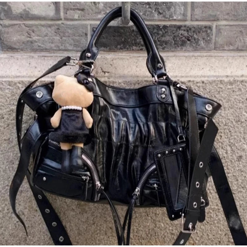 New Fashion Rivet Motorcycle Bag Casual Ladies Versatile Texture Handbag Fashionable Commuting Versatile Shoulder Messenger Bag