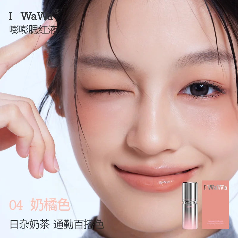 I wawa Bang Bang Liquid Blush,Cheek & Lip Tint,Natural Water Glow Dewy Finish,Long-Lasting Face Makeup Blusher Stick