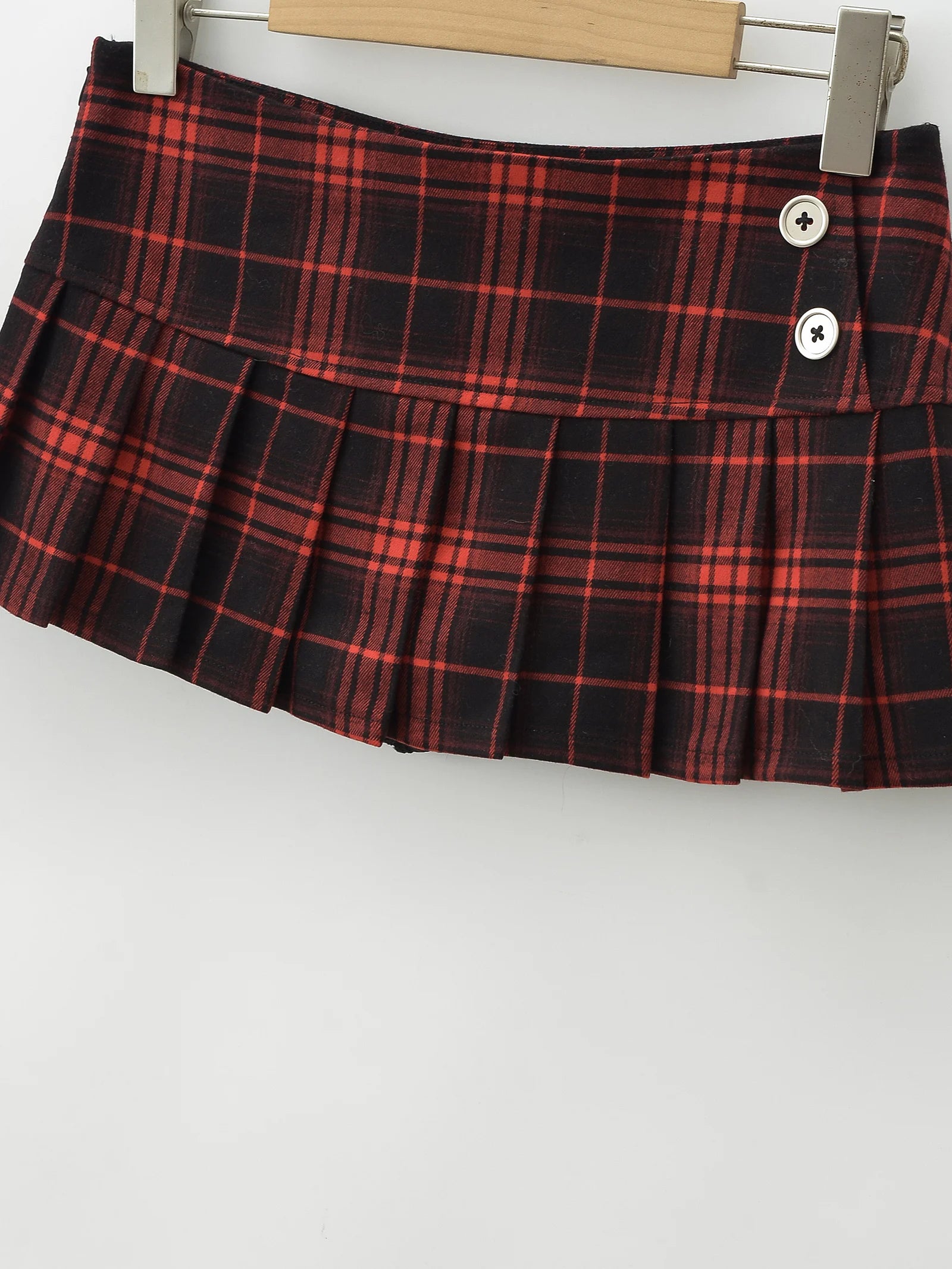 Summer Mini Skirts For Woman Vintage Korean Fashion Red Plaid Skirt Women Y2k Clothes Skirts Buttons Pleated Skirts Preppy Style