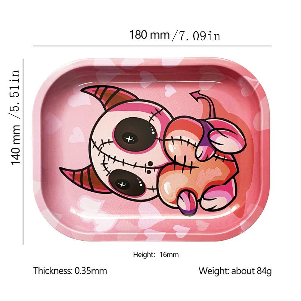 18*14cm Metal Rolling Storage Tray with  TinPlate Storage Box Tobacco Cigarettes Cases Holder Smoking Accessories
