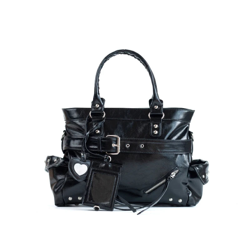New Fashion Rivet Motorcycle Bag Casual Ladies Versatile Texture Handbag Fashionable Commuting Versatile Shoulder Messenger Bag
