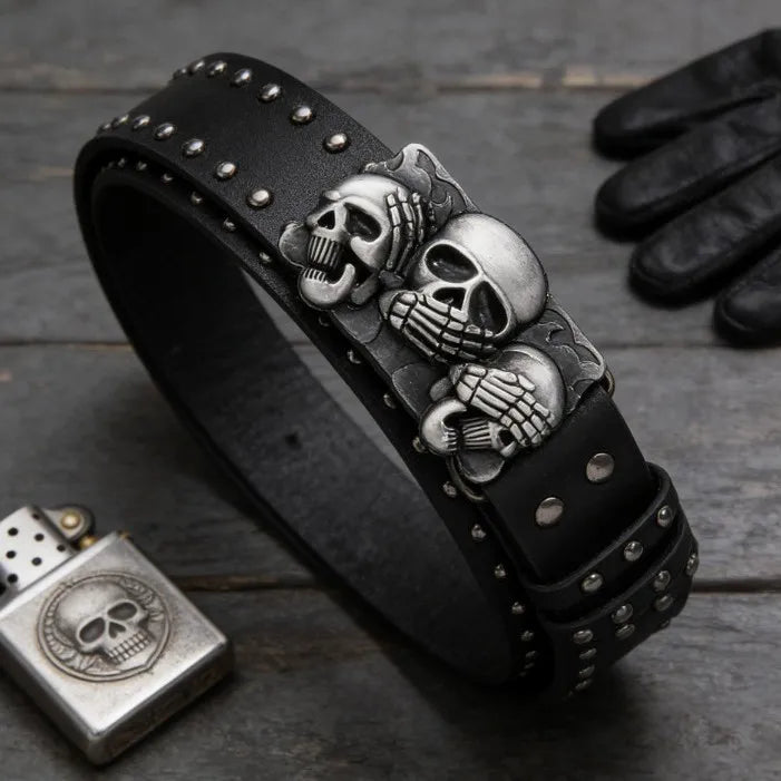 Women Brand Punk Goth Rivet Jeans Belt Men Paw Skull Buckle Waistband Y2K Fashion Decorative Waistband Daily Casual Waist Straps