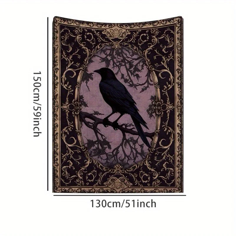 VIKAMA Gothic Crow Tapestry Retro Dark Print, Edgy Bedroom & Studio Background Decoratrion Tapestry