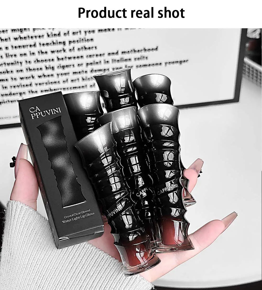 Punk Dark Red Lip Gloss Mirror Shine Silky Moisturizing Texture Lip Glaze Non-Sticky Chocolate Red Cherry Watery Glossy Lip Tint