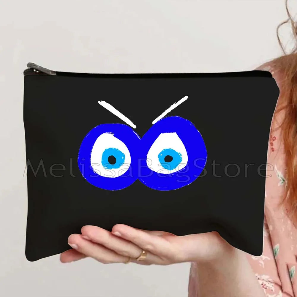 Nazar Good Luck CRETE GREECE Mati Blue Evil Eye Charm Amulet Love Heart Amulet Mandala Cosmetic Makeup Toilet Bags Case Pouch