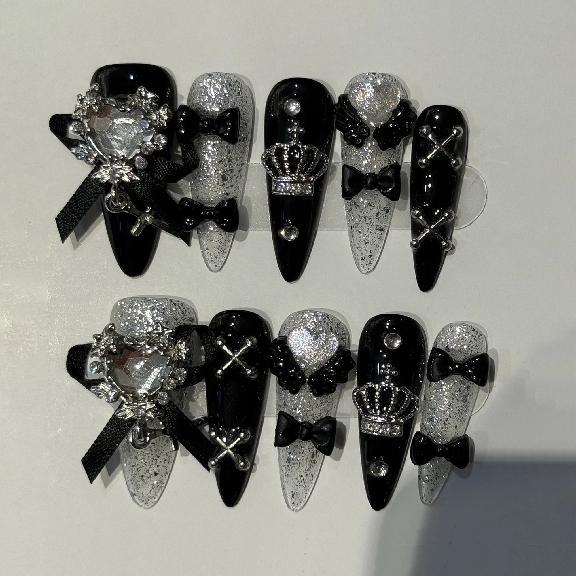 10pc Detachable Long Stilette Ballet False Nails with Butterfly Camellia Design Y2k Hot Girl Full Cover Artificial Press on Nail