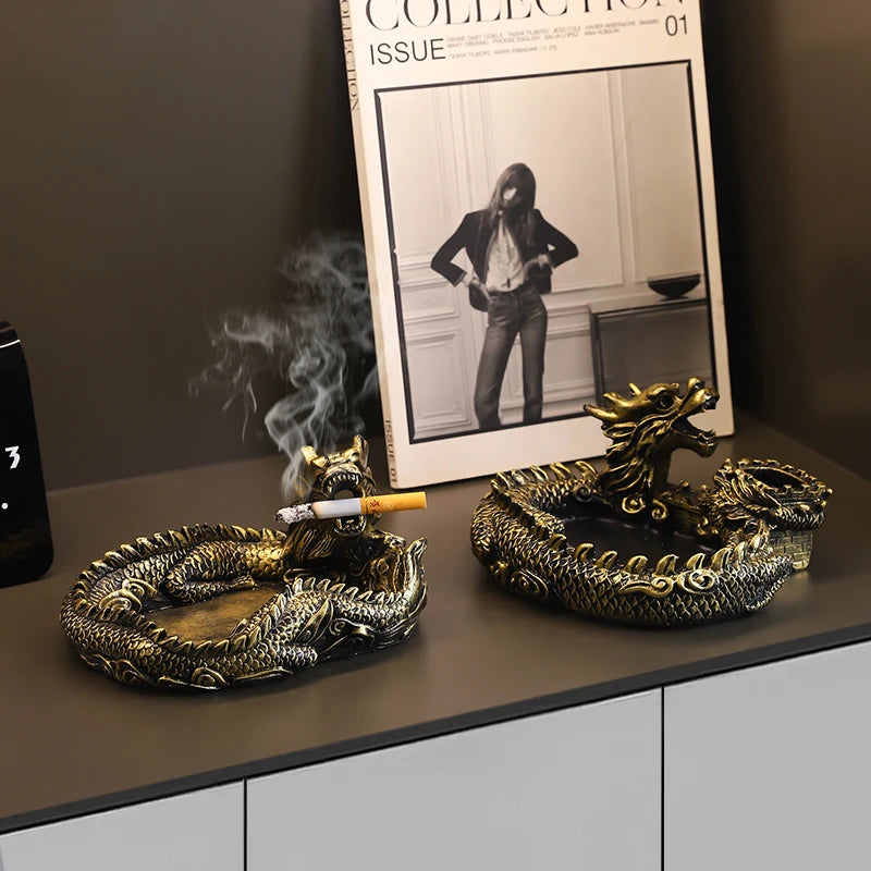 Creative Panlong Ashtray Series Decoration Living Room Office Desktop Decoration Retro Home Multi Functional Gift for Boyfriend