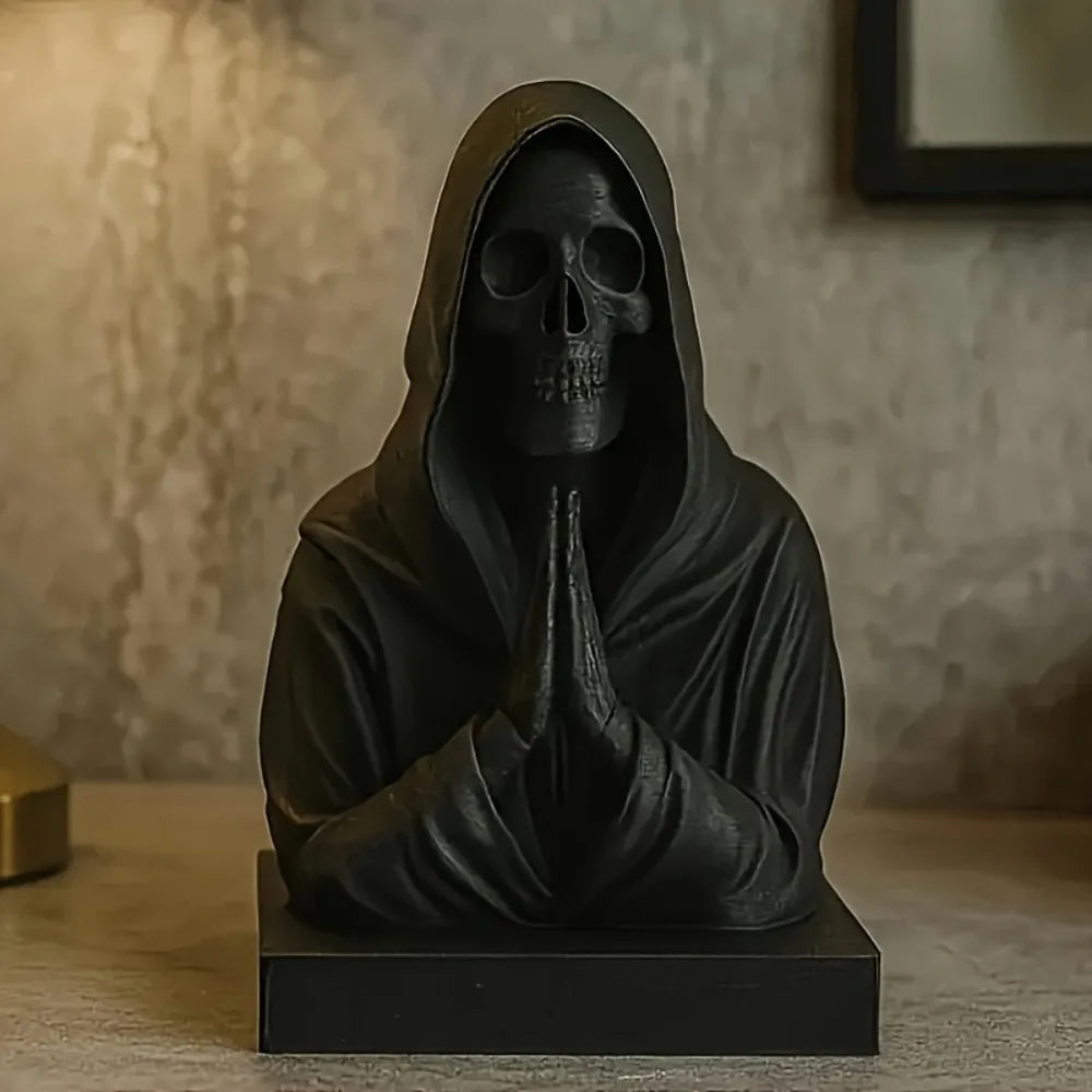 A dark aesthetic, black death skull decoration-Gothic art decoration is suitable for study/Halloween/secret room decoration.