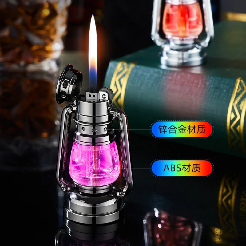 Novel creative metal LED Light Lighter butane gas lighters vintage fashionable lighter premium smoking accessories cool gift