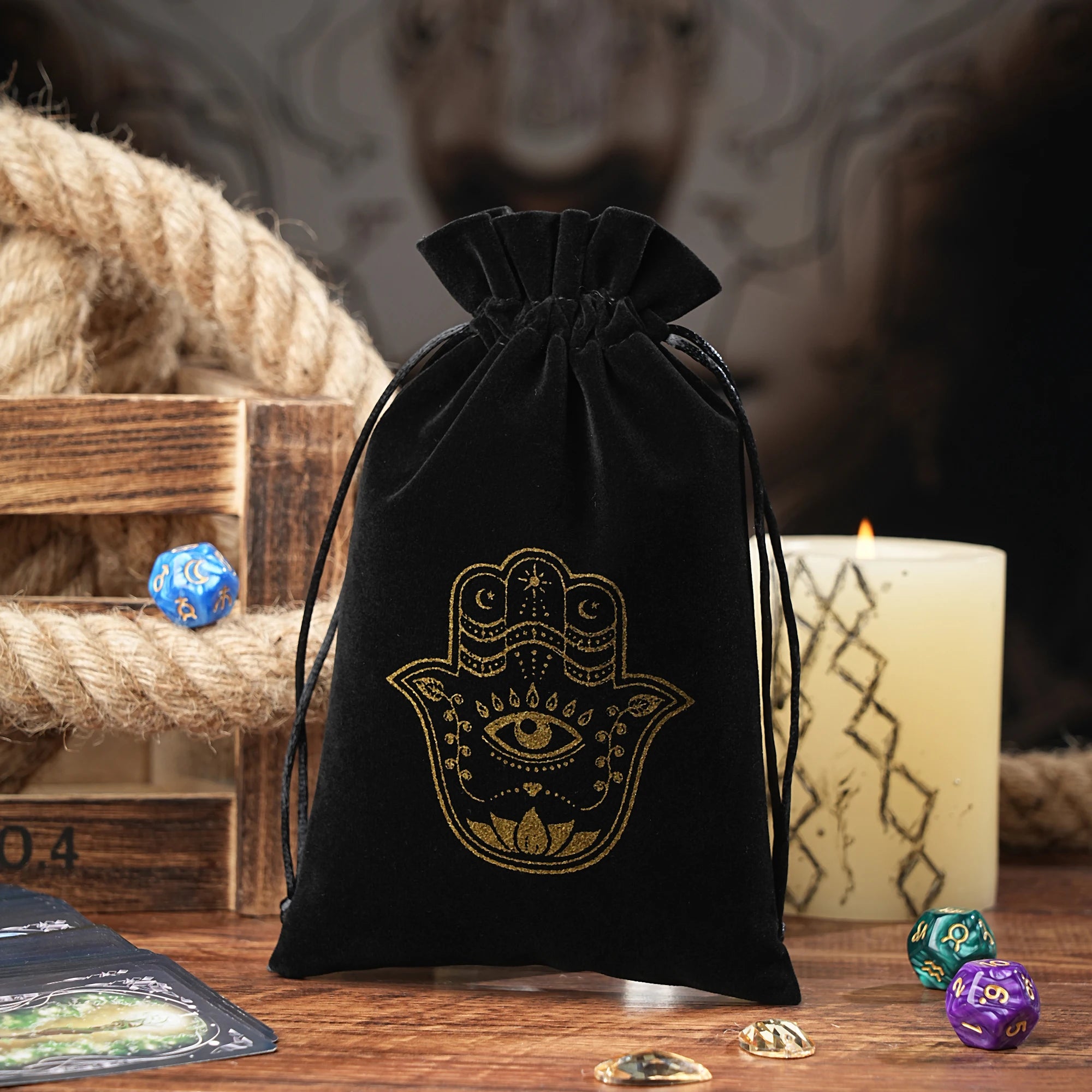 15/1pcs 14x22cm Black Velvet Moon Phase Tarots Cards Storage Bag Jewelry Pouch Travel Cosmetic Gift Bag Hand bag Coin Dice bag