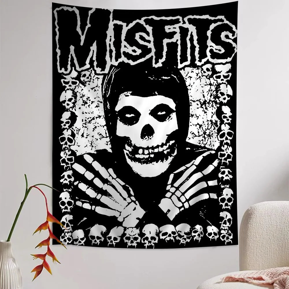 Misfits Hot Poster Horror Punk Rock Music Printed Large Wall Tapestry Hanging Tarot Hippie Wall Rugs Dorm Art Home Decor