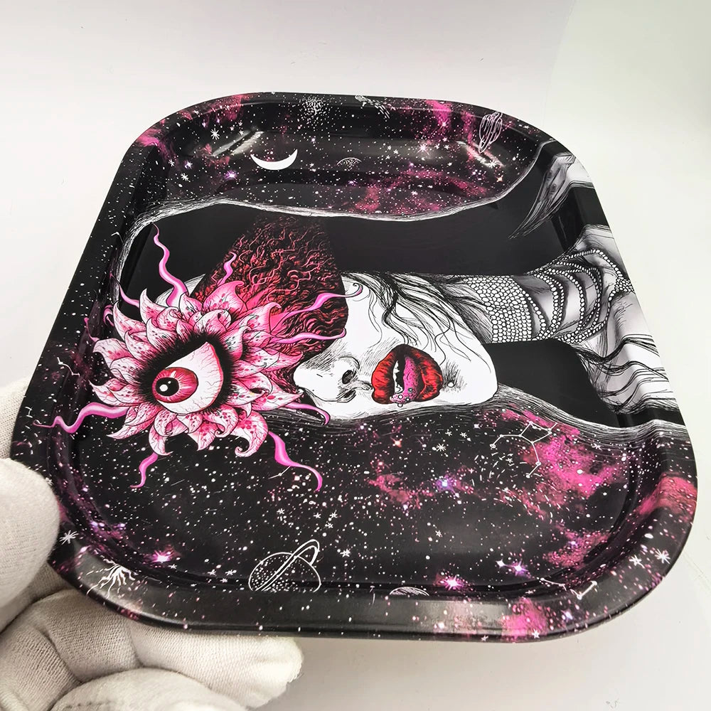 7X5.5inch Metal Tobacco Rolling Tray Multi Cigarette Dish Tin Storage Plate Roller Container 18*14cm Ashtray Rolling Tray