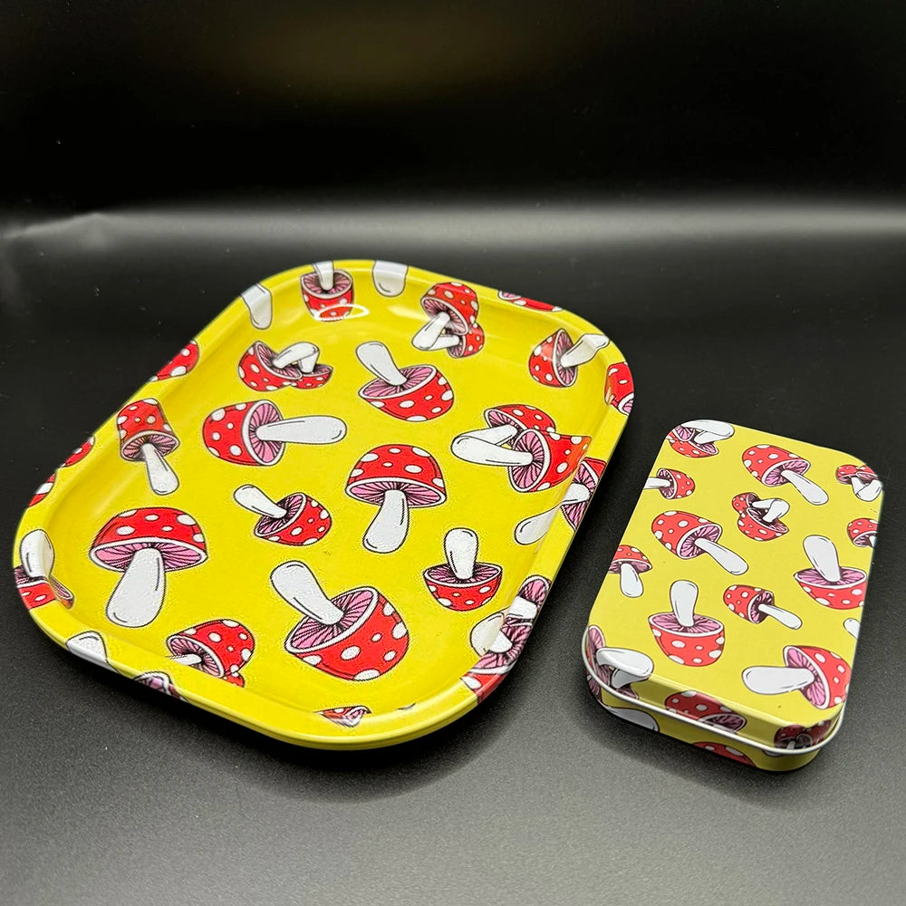 18*14cm Metal Rolling Storage Tray with  TinPlate Storage Box Tobacco Cigarettes Cases Holder Smoking Accessories