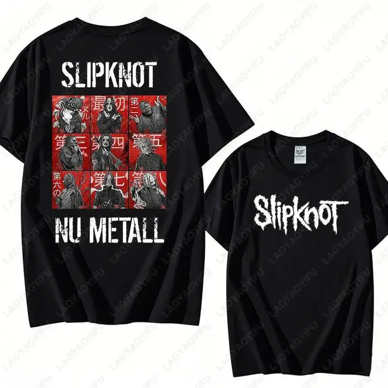 Vintage S-Slipknots Prepare for Hell Tour Black Cotton Tshirt Heavy Metal Rock Band Men Women  Hip Hop Aesthetic Graphic Tshirts