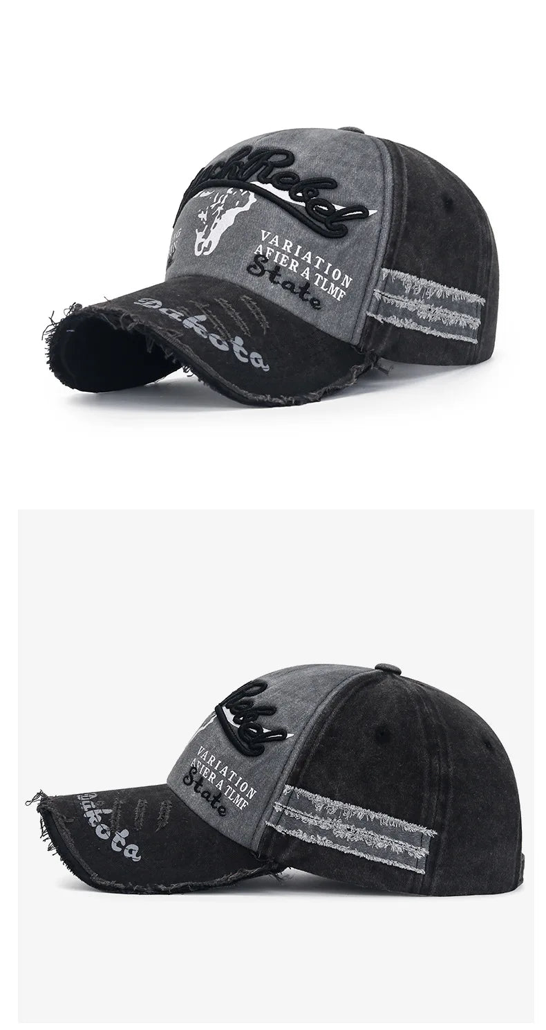 Four Seasons  Baseball Cap Casual Wash Embroidered Cap Curved Brim Bowler Sun Hat Vintage distressed