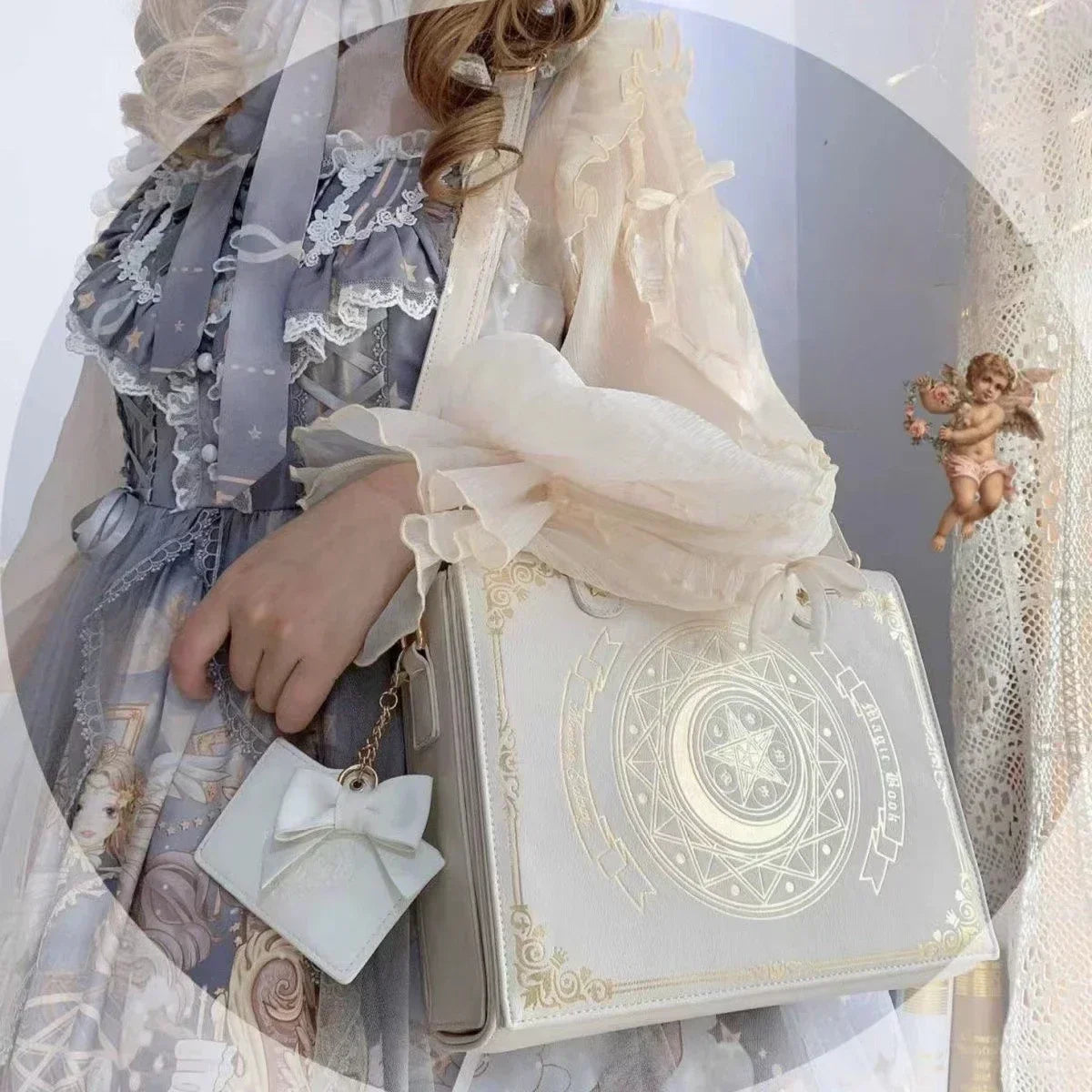 Lolita Y2K Star Moon Magic Book Shoulder Ita Bag Women's Girls Gothic Vintage Mini Backpacks Fashion Cute Crossbody Handbags