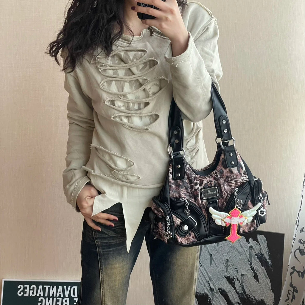 Angel Kiss Soft Tote Bag Women Handbags Small Top-handle Fashion Satchel Multi-Pockets Crossbody Shoulder Bag Hobos Phone Pack