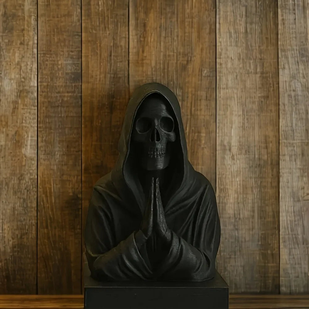 A dark aesthetic, black death skull decoration-Gothic art decoration is suitable for study/Halloween/secret room decoration.