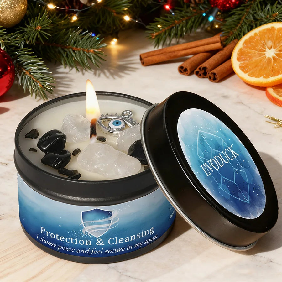 Law of Attraction Peace Ritual Candle, Lavender & Chamomile Aroma with Healing Crystals, Great for Holiday Gifting Christmas