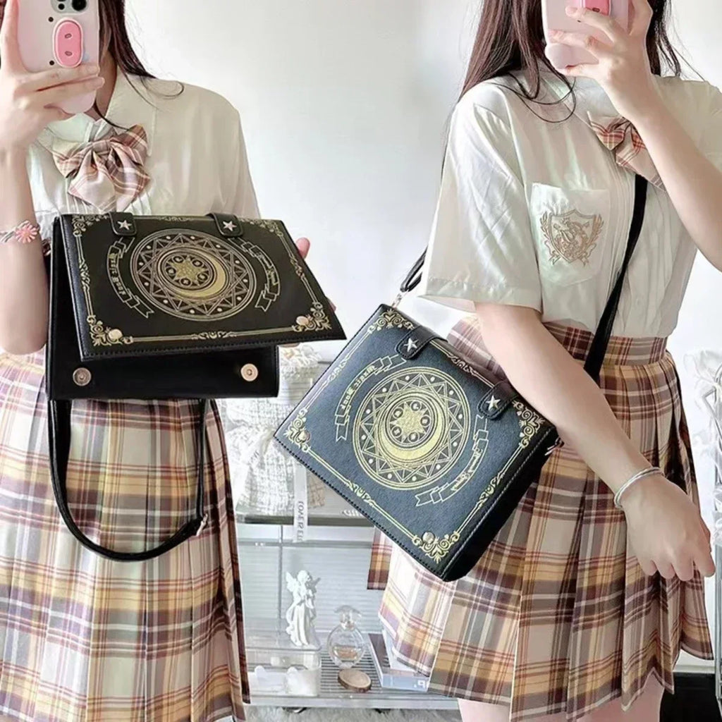 Lolita Y2K Star Moon Magic Book Shoulder Ita Bag Women's Girls Gothic Vintage Mini Backpacks Fashion Cute Crossbody Handbags