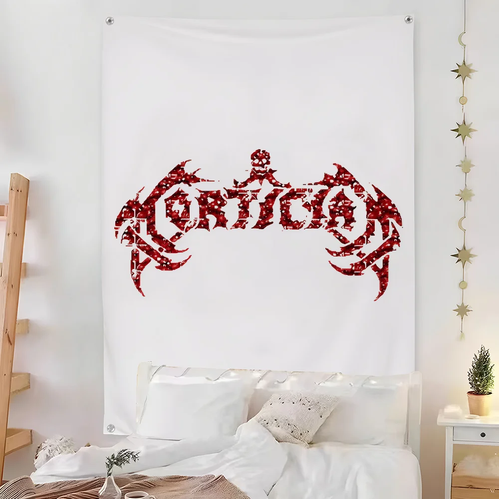Black Metal Band Logo Wall Tapestry Heavy Rock Gothic Art Decor Bedroom Enhance spatial aesthetics without flagpole Quick Setup