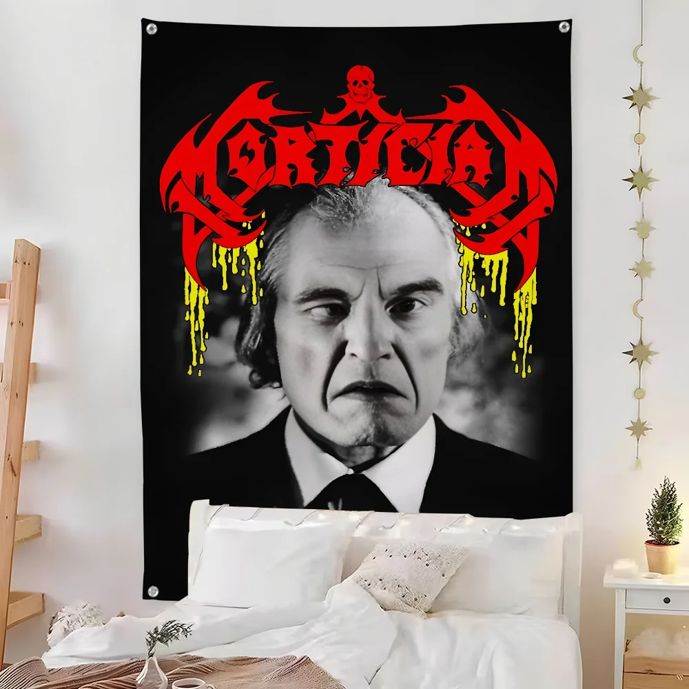 Black Metal Band Logo Wall Tapestry Heavy Rock Gothic Art Decor Bedroom Enhance spatial aesthetics without flagpole Quick Setup