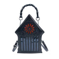 Niche Gothic Chapel Handbag for Women Unique Stained Glass Cathedral Tote Bag Bamboo Crossbody Bag for Dark Grunge Aesthetic
