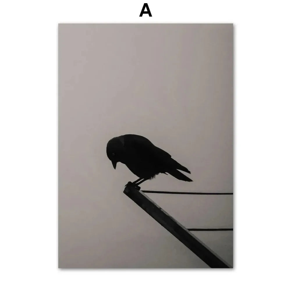 Dark Witchy Horror Goth Skull Crow Macabre Poster Art Canvas Painting Print Pictures Wall for Nordic Family Halloween Decoration