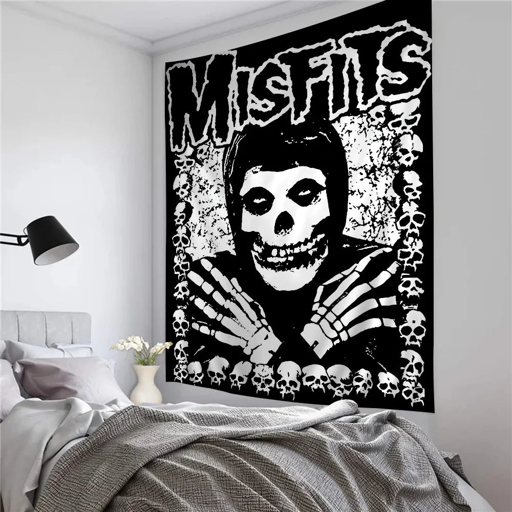Misfits Hot Poster Horror Punk Rock Music Printed Large Wall Tapestry Hanging Tarot Hippie Wall Rugs Dorm Art Home Decor