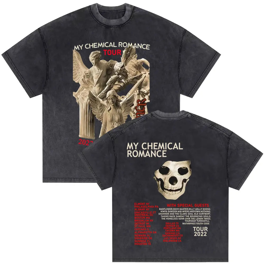 Washed Vintage My Chemical Romance 2007 Tour T Shirt Men Women Parade Punk Emo Rock Band T-shirts Man Fashion Oversized T Shirts