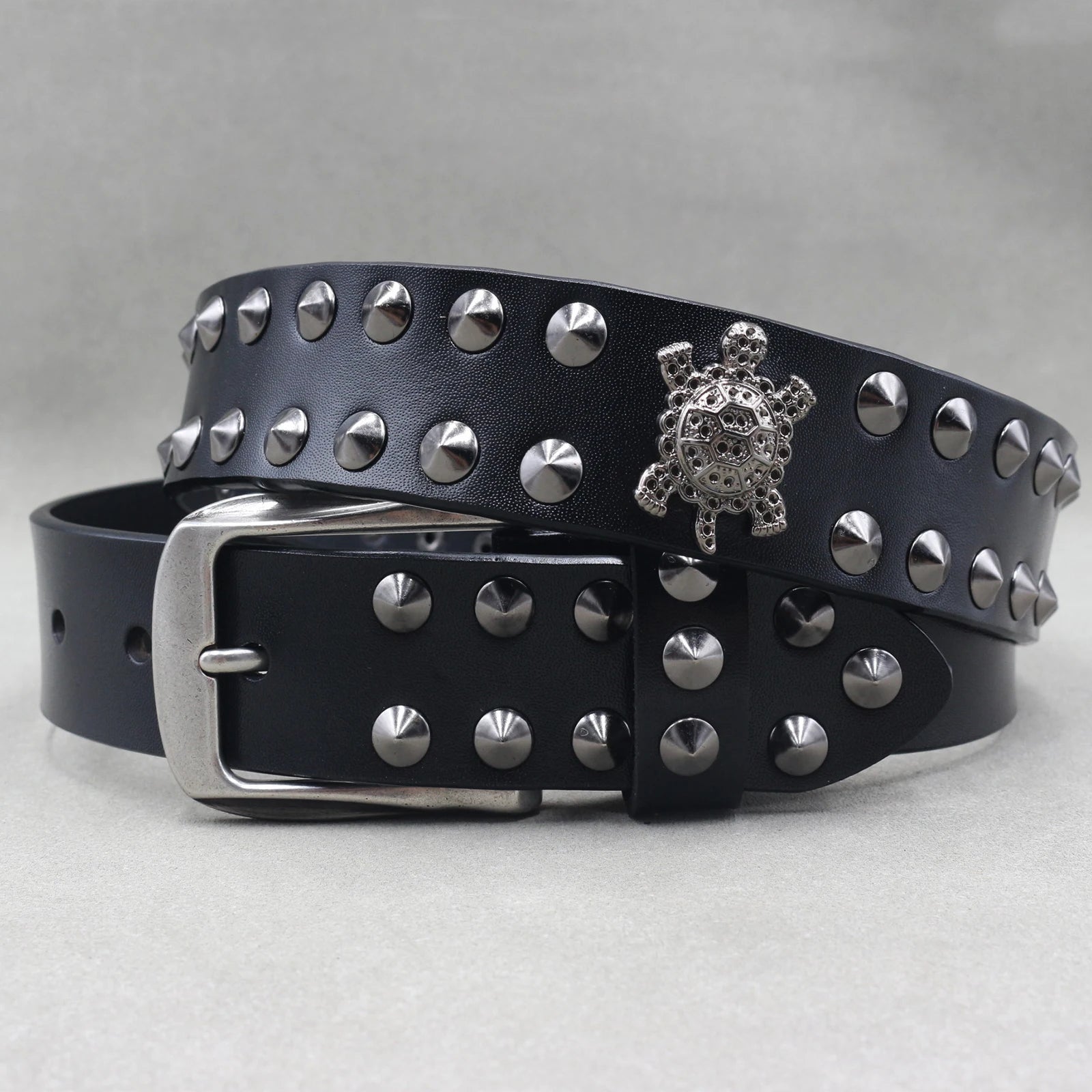Metal Rivet Belt Luxury Designers Men Rivet Punk Belt Cow Genuine Leather Cintos Masculinos Male Women Rock Hip Hop Strap Waist