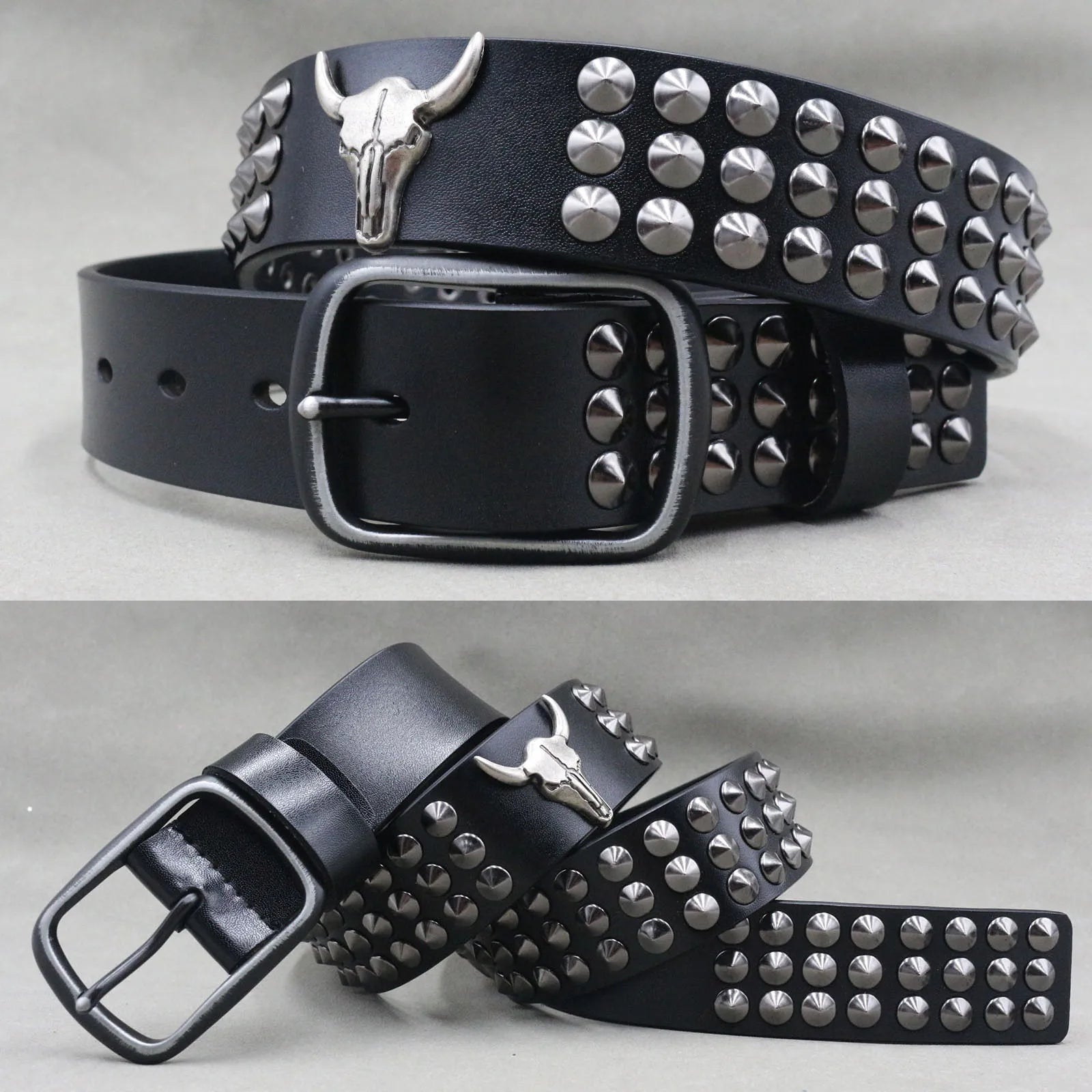 Metal Rivet Belt Luxury Designers Men Rivet Punk Belt Cow Genuine Leather Cintos Masculinos Male Women Rock Hip Hop Strap Waist