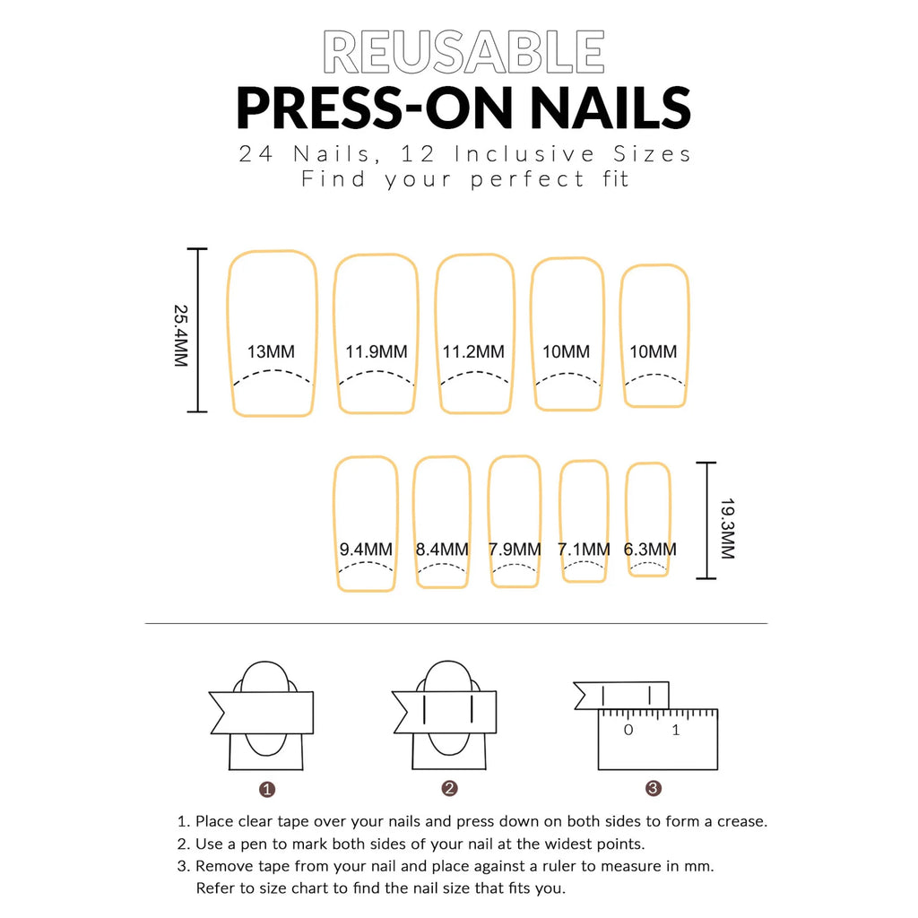 24pcs Mid-length Coffin False Nails Dark Metal Bows Heart Decor Black Gothic Style Press On Nails Polka Dot French Fake Nail