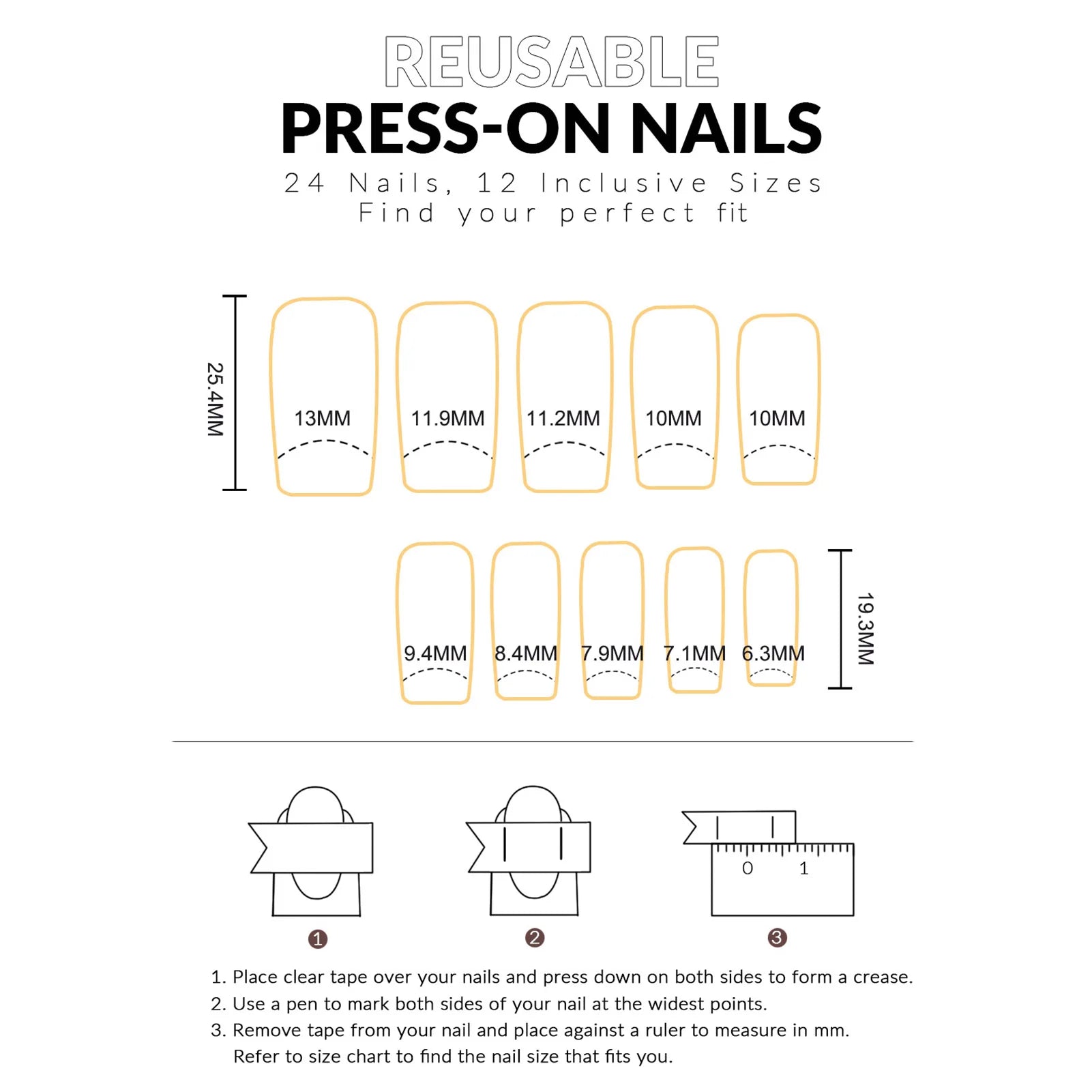 24pcs Mid-length Coffin False Nails Dark Metal Bows Heart Decor Black Gothic Style Press On Nails Polka Dot French Fake Nail