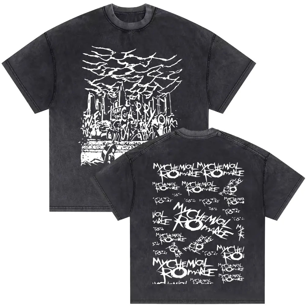 Washed Vintage My Chemical Romance 2007 Tour T Shirt Men Women Parade Punk Emo Rock Band T-shirts Man Fashion Oversized T Shirts