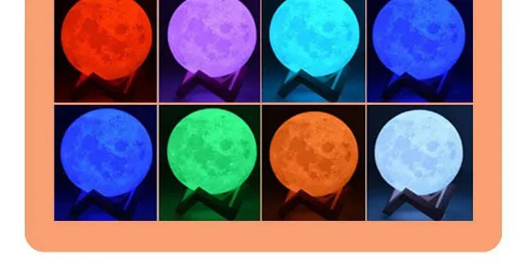 3D Printed Moon Lamp LED 16 Colors Rechargeable Night Light Touch The Moon Children's Night Light Home Decor Birthday Gifts