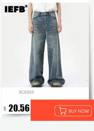 IEFB Vintage Men's Baggy Denim Trousers 2023 New Streetwear Wide Leg  Loose Denim Pants Fashion Distressed Straight Pants 9C1519