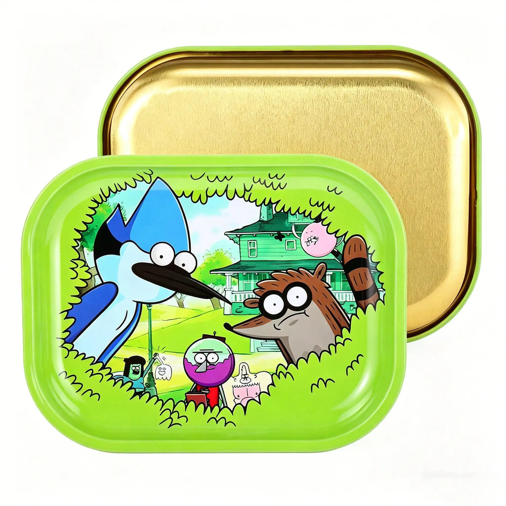 1/2 Pieces Cartoon Bird and Raccoon Metal Rolling Tray and Herb Grinder