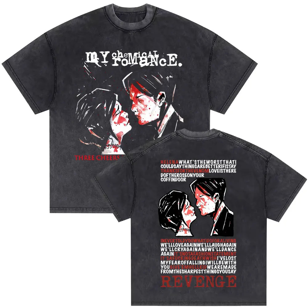Washed Vintage My Chemical Romance 2007 Tour T Shirt Men Women Parade Punk Emo Rock Band T-shirts Man Fashion Oversized T Shirts