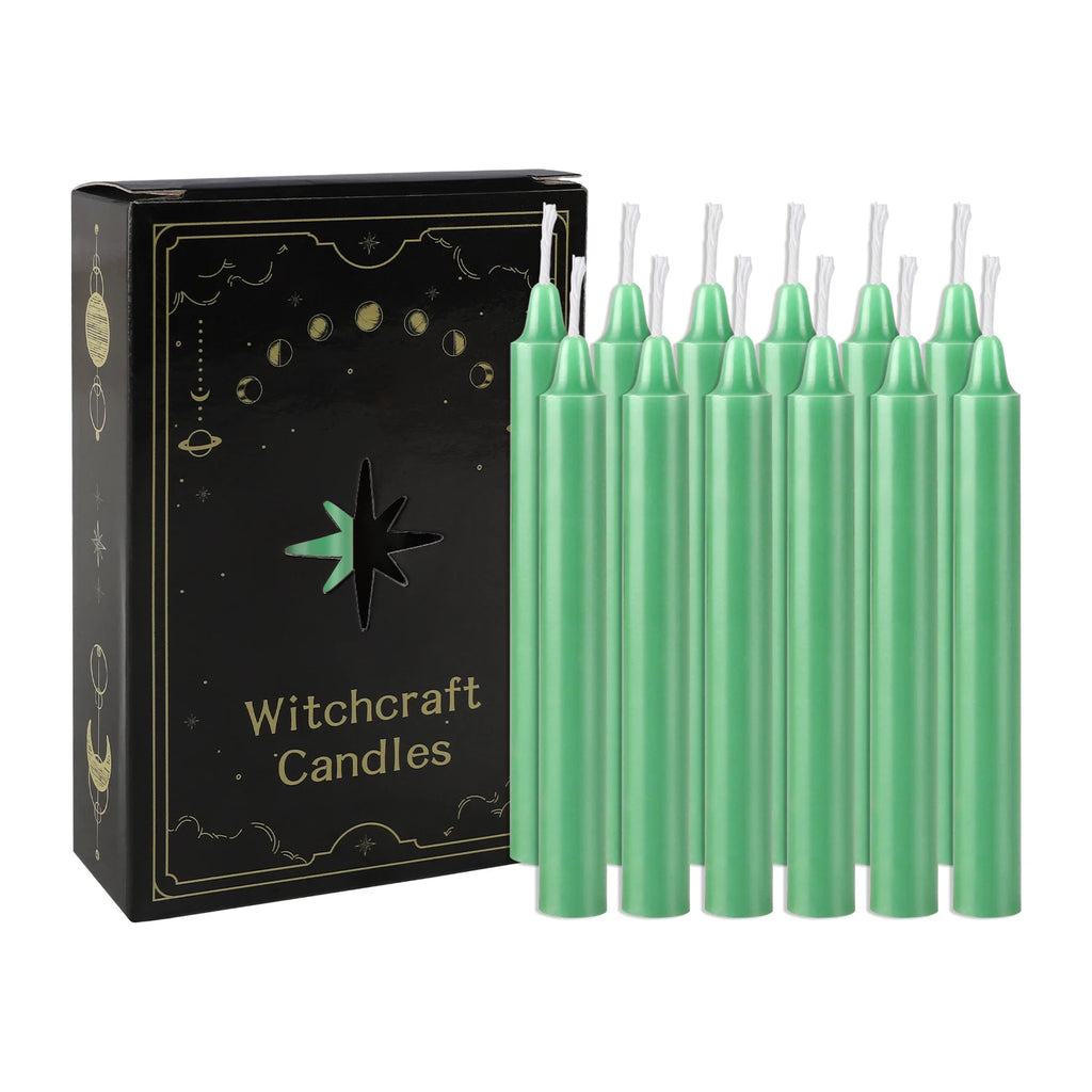 12 Pcs 3.9*0.4In（10.1*1.2Cm） Green Small Stick Candles, No Drip, No Smoke, No Scent, Household Dinner Candles, Hand-Poured, High-Quality, Suitable for Various Places and Holidays.