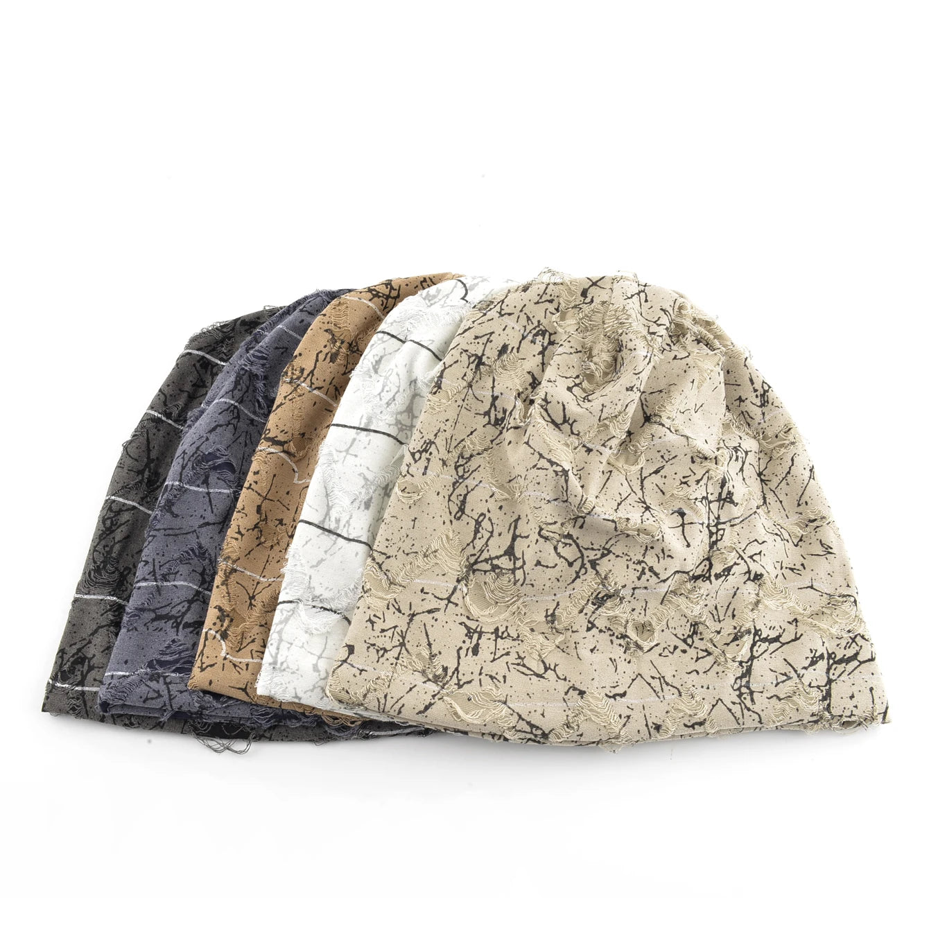 Distressed marble print Beanie Men Unisex Vintage Streetwear Hip Hop Hat Women's Spring Fall Knit Cap For Casual Sport